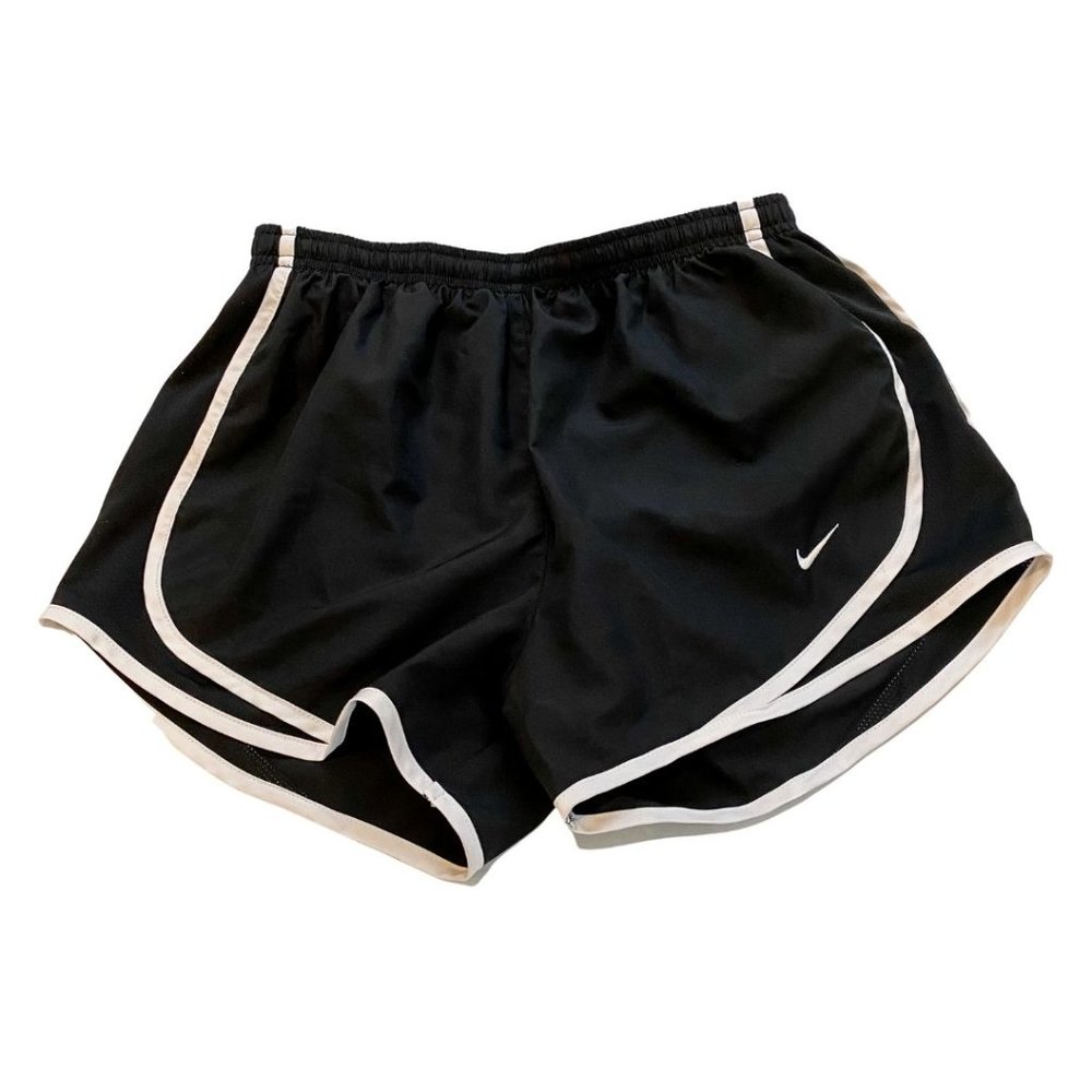 Nike Tempo Women Dri-Fit Running Shorts Black with White Trim Size Small